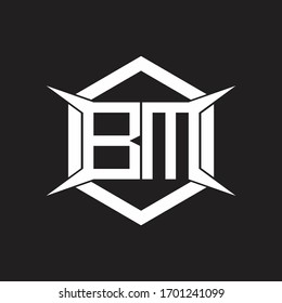 BM Logo monogram with hexagon and four taper shape design template