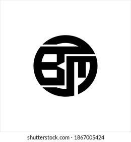 BM Logo monogram with rounded line swipe design template