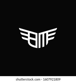 BM logo monogram with wings style design template