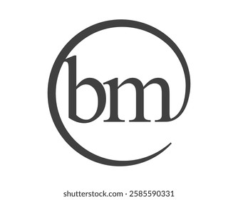 BM logo from two letter with circle shape email sign style. B and M round logotype of business company for brand identity.