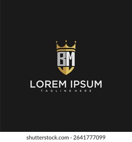 BM luxury letter monogram for crown and shield logo design