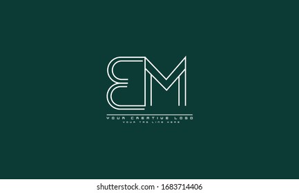 Modelo de monograma abstracto del logotipo del vector BM MB