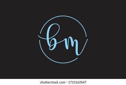 bm or mb and b, m Lowercase Cursive Letter Initial Logo Design, Vector Template