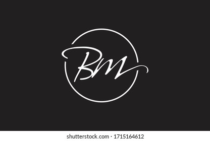 BM or MB and B, M Uppercase Cursive Letter Initial Logo Design, Vector Template