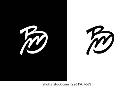 bm oder mb Cursive Letter Initial Logo Design, Vektorvorlage