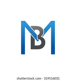 BM MB initial company square M logo blue