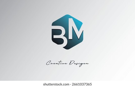 BM Minimal Polygon Shape Abstract Negative Space Symbol for Branding Use"