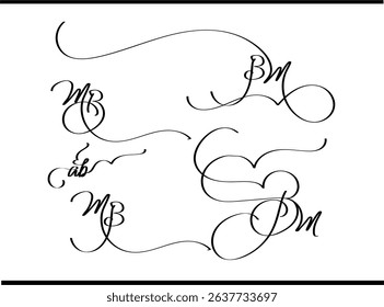 BM Monogram Logo – B and M Interlocked Calligraphy Emblem