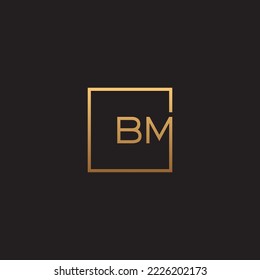 BM monogram logo inside gold square frame.