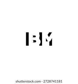 Logotipo del monograma del espacio negativo de BM – diseño minimalista moderno de la marca de letras