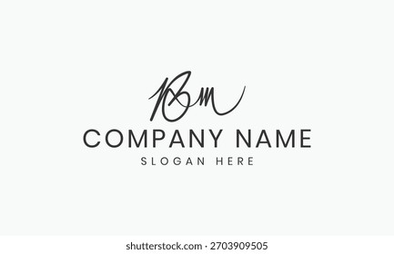 BM Signature Logo – Handwritten Initial Letter Monogram, Modern Minimal Branding, Elegant Company Identity Template