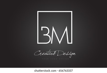 BM Square Framed Letter Logo Design Vektor mit Schwarz-Weiß-Farben.