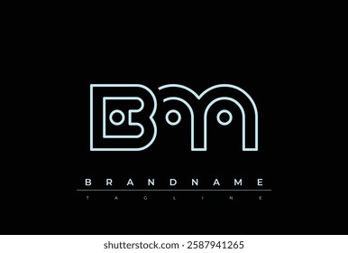 BM Technology Letter Logo Template. This tech letter logo is a graphic mark that uses letters to represent a technology company.