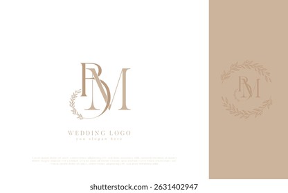 Logotipo de la Boda de BM con el monograma floral