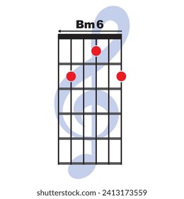 Bm6 Gitarren Akkord Symbol. Basierendes Gitarren-Akkord, Vektorgrafik-Symbol-Design