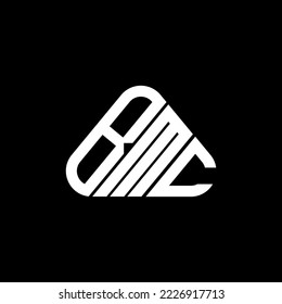 BMC letter logo creative design with vector graphic, BMC simple and modern logo in round triangle shape.