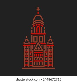 BMC Mumbai building illustration icon, Fictional stylish icon.