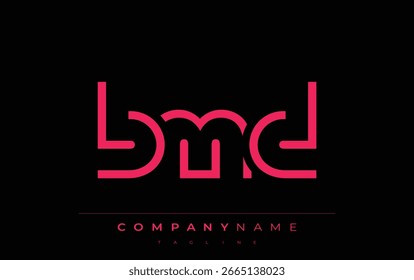 Diseño de logotipo de carta abstracta BMD. Diseño moderno del logotipo del negocio con tipografía Abstractas y estilo contemporáneo