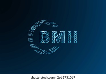 Diseño de Vector de logotipo de letra polivinílica baja BMH. Diseño de logotipo de poliéster inferior de BMH. Diseño único del logotipo de baja poli de BMH.
