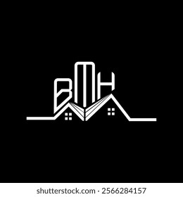 BMH Real State logo design, BMH simple and modern logo. BMH luxurious alphabet design  