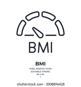 BMI body mass index concept editable stroke outline icon isolated on white background flat vector illustration. Pixel perfect. 64 x 64.