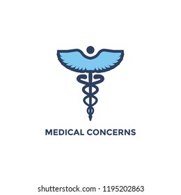 BMI - Body Mass Index Icon - Caduceus showing Medical Concerns -  blue
