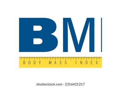 BMI classification measurement logo concept. Body Mass Index level monogram with ruler. Person different weights level from overweight to underweight logotype. Vector eps symbol