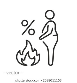 bmi icon, body mass index, define obesity degree, thin line symbol - editable stroke vector illustration