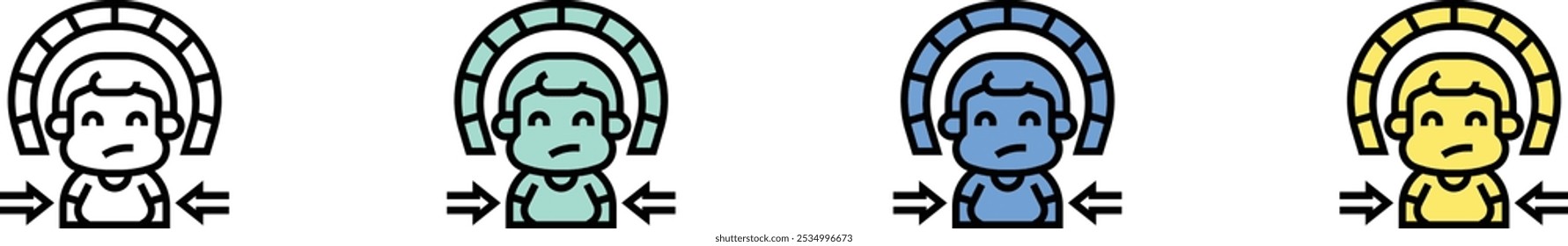 bmi icon. Outline, Green, Blue and Yellow Style Design Isolated On White Background