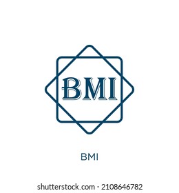 bmi icon. Thin linear bmi outline icon isolated on white background. Line vector bmi sign, symbol for web and mobile