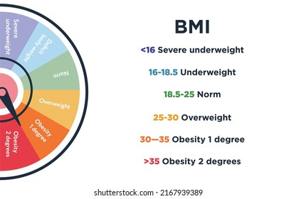 BMI Scale. Vector Illustration. Round Scheme With Body Mass Index Control Scale