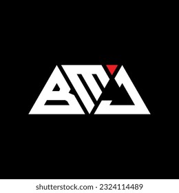 BMJ triangle letter logo design with triangle shape. BMJ triangle logo design monogram. BMJ triangle vector logo template with red color. BMJ triangular logo Simple, Elegant, and Luxurious design