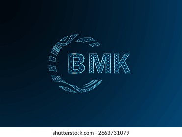 Diseño de Vector de logotipo de letra polivinílica baja BMK. Diseño de logotipo de poliéster inferior de BMK. Diseño único del logotipo de baja poli de BMK.