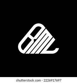 Logo de la letra BML diseño creativo con gráfico vectorial, logotipo BML simple y moderno en forma de triángulo redondo.