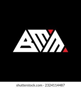 BMM triangle letter logo design with triangle shape. BMM triangle logo design monogram. BMM triangle vector logo template with red color. BMM triangular logo Simple, Elegant, and Luxurious design