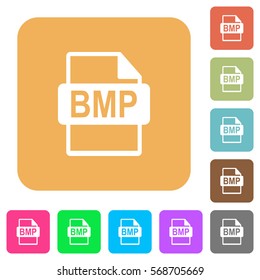 BMP file format flat icons on rounded square vivid color backgrounds.