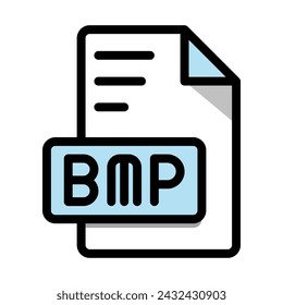 BMP File Format Icon. Bold outline design with editable stroke width. Vector illustration.