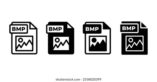 bmp file format icon symbol sign vector design black white color simple flat illustration collection set isolated