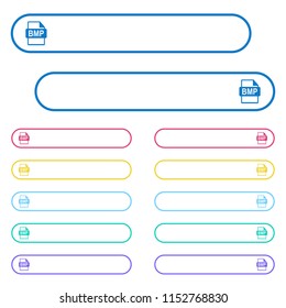 BMP file format icons in rounded color menu buttons. Left and right side icon variations.