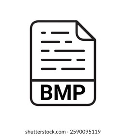 BMP file icon set. BMP file type symbol. File BMP format icon in black filled and outlined style isolated on transparent background.