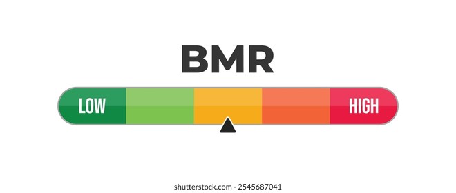 BMR Level Meter, measuring scale. Basal Metabolic Rate Level speedometer indicator. Vector stock illustration