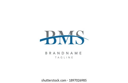 BMS Alphabet initial swoosh Abstract Icon Logo vector illustration