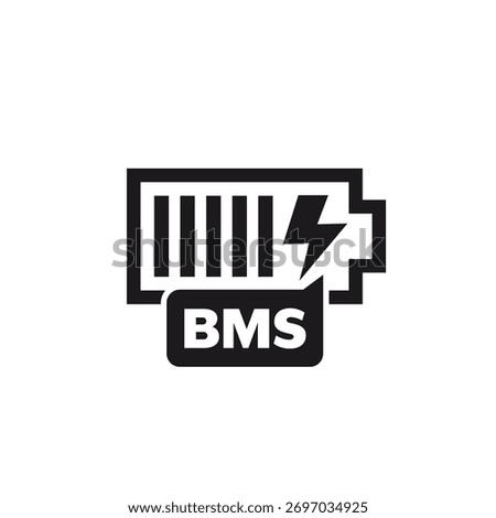 BMS icon, battery management system pictogram on white