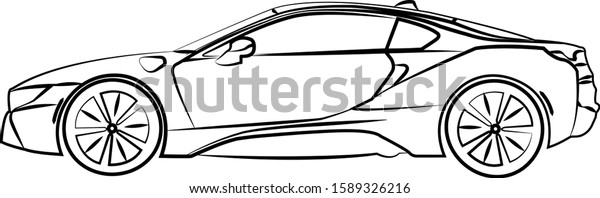 Bmw I8 Car Art Drawing Stock Vector (Royalty Free) 1589326216