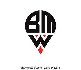 BMW Buchstaben Position Form Logo Design. BMW Brief-Standort Logo einfach Design.