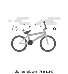 BMX bicycle icon in flat outlined grayscale style. Vector illustration.