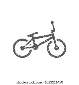 BMX bicycle icon in grunge texture. Vintage style vector illustration.