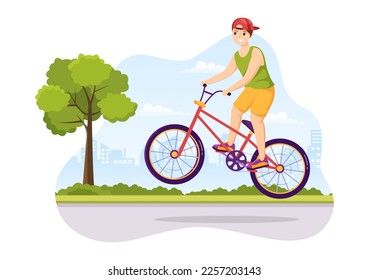 BMX Bicycle Sport Illustration with Young People Riding Bicycles for Web Banner or Landing Page in Flat Cartoon Hand Drawing Background Template