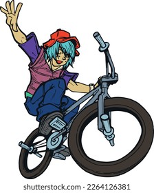 BMX Fahrrad Vektorgrafik-Farbe detaillierte Fahrrad, BMX Fahrer 