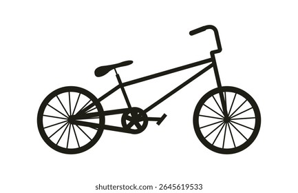 Bmx bike black silhouette icon for teen sport activity isolated on white background